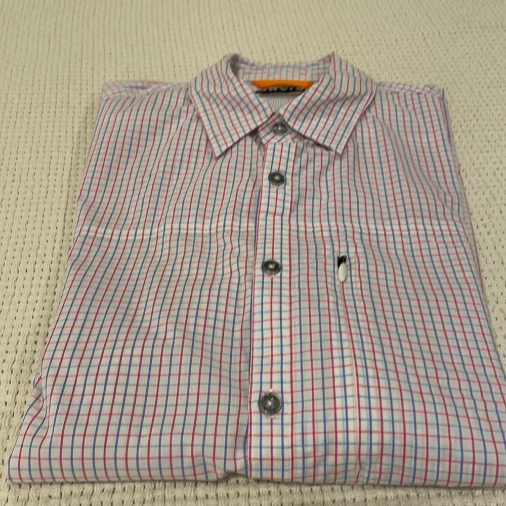 Orvis SS Tech LS Shirt White/Blue/Pink Medium